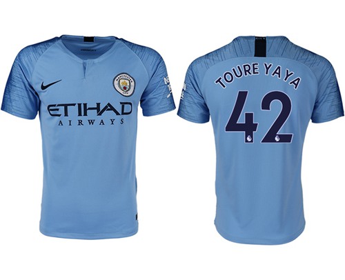 Manchester City #42 Toure Yaya Home Soccer Club Jersey