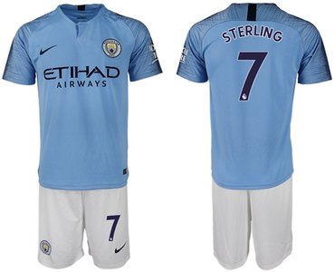Manchester City #7 Sterling Home Soccer Club Jersey
