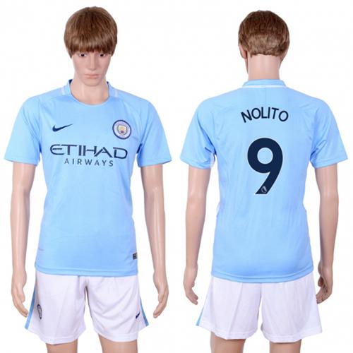 Manchester City #9 Nolito Home Soccer Club Jersey