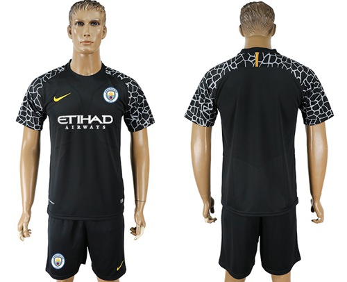 Manchester City Blank Black Goalkeeper Soccer Club Jersey
