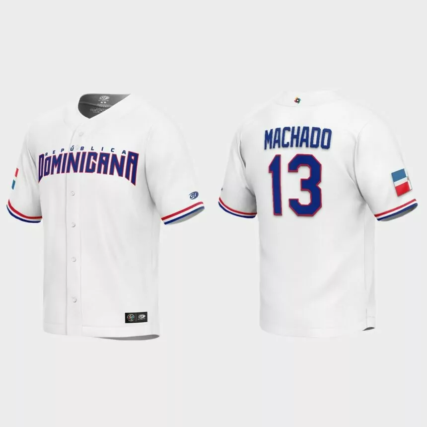 Manny Machado Dominican Republic Baseball 2023 World Baseball Classic Replica Jersey – White
