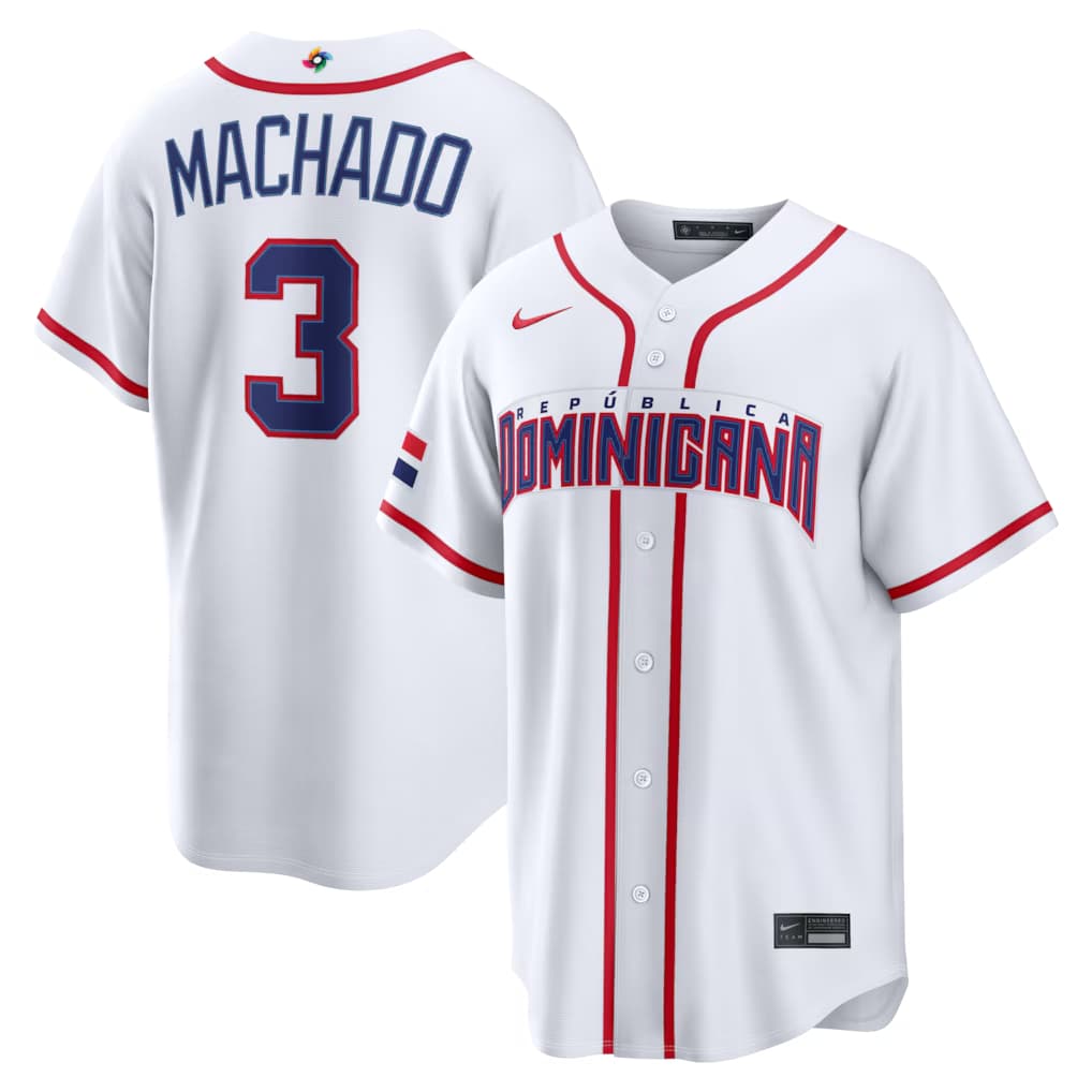 Manny Machado Dominican Republic Baseball Nike 2026 World Baseball Classic Home Stadium Jersey - White