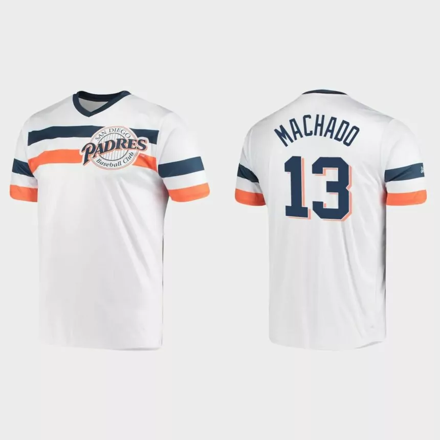 Manny Machado San Diego Padres Cooperstown Collection V-Neck Jersey – White