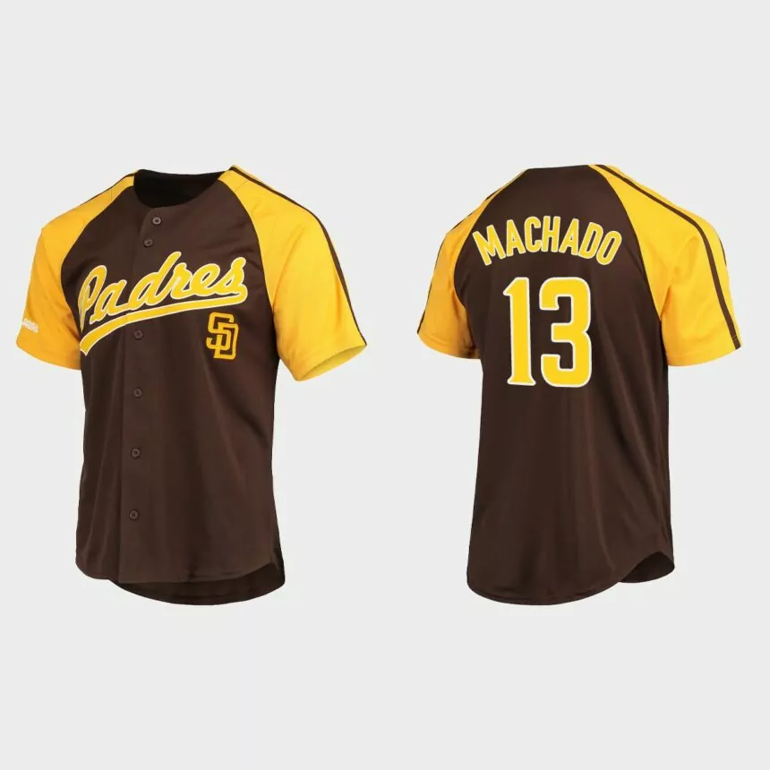 Manny Machado San Diego Padres Replica Button-Down Raglan Jersey – Brown