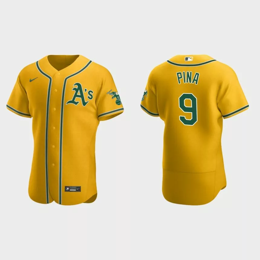 Manny Pina Oakland Athletics Authentic Home Jersey – Gold