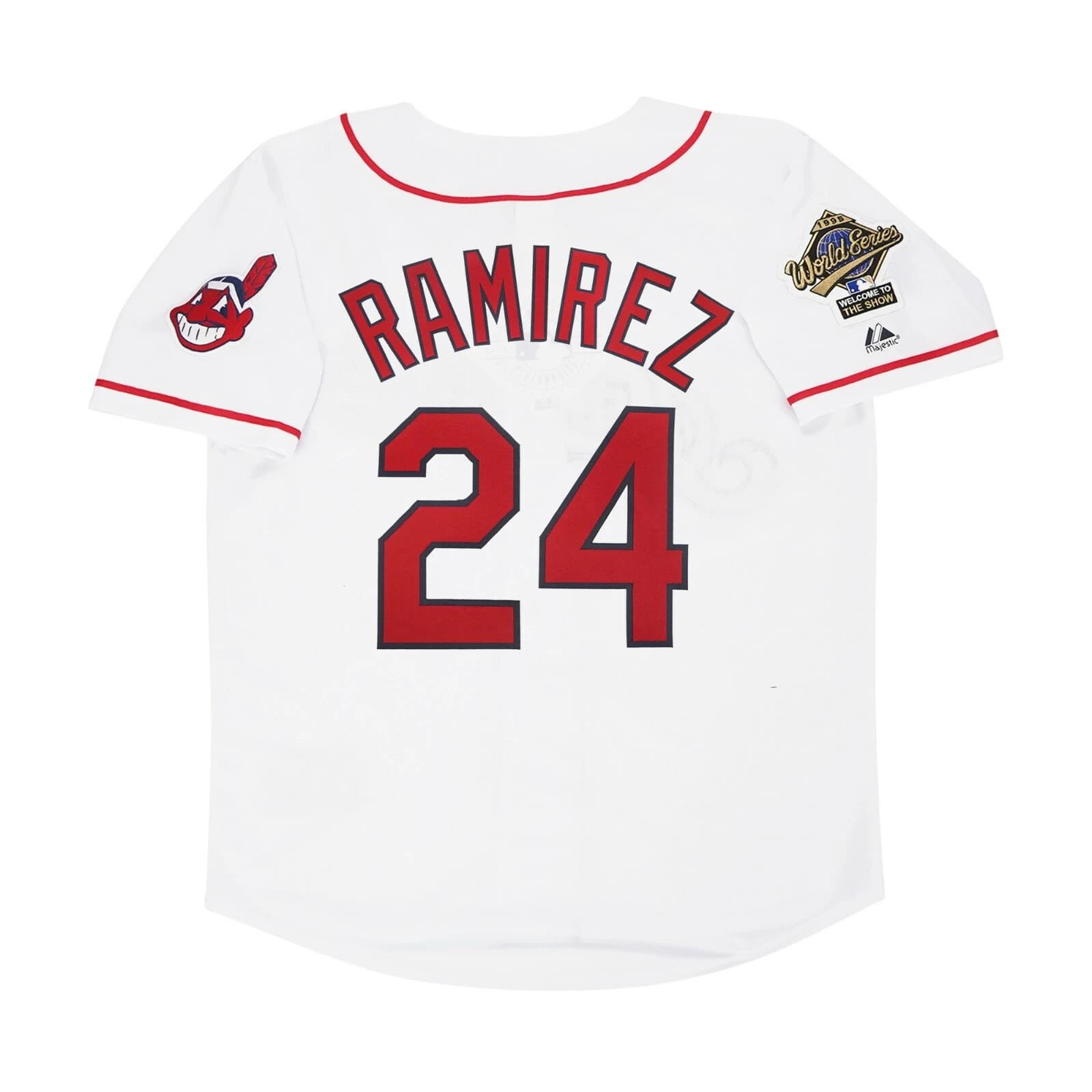 Manny Ramirez 1995 Cleveland Indians Home White World Series Men's Jersey