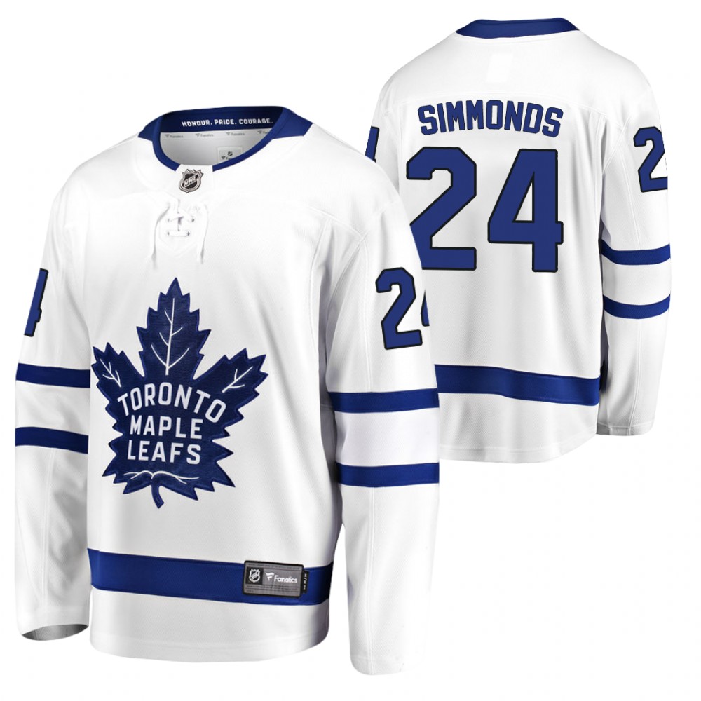 Maple Leafs #24 Wayne Simmonds White 2020-21 Away Jersey