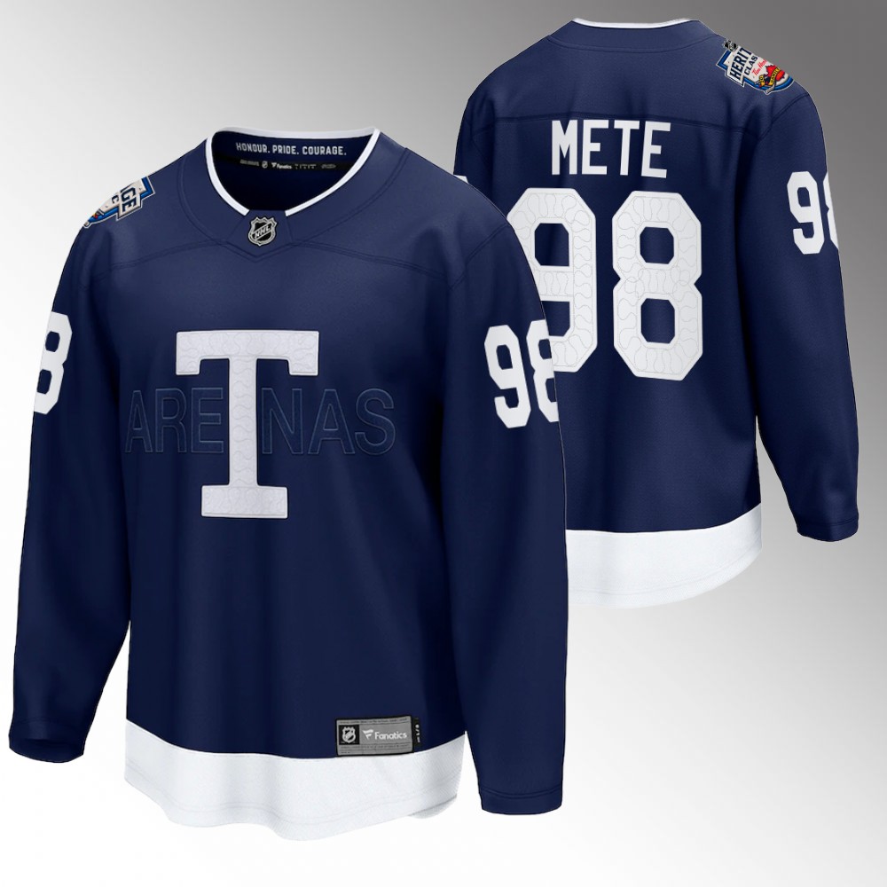 Maple Leafs #98 Victor Mete Navy 2022 Heritage Classic Jersey