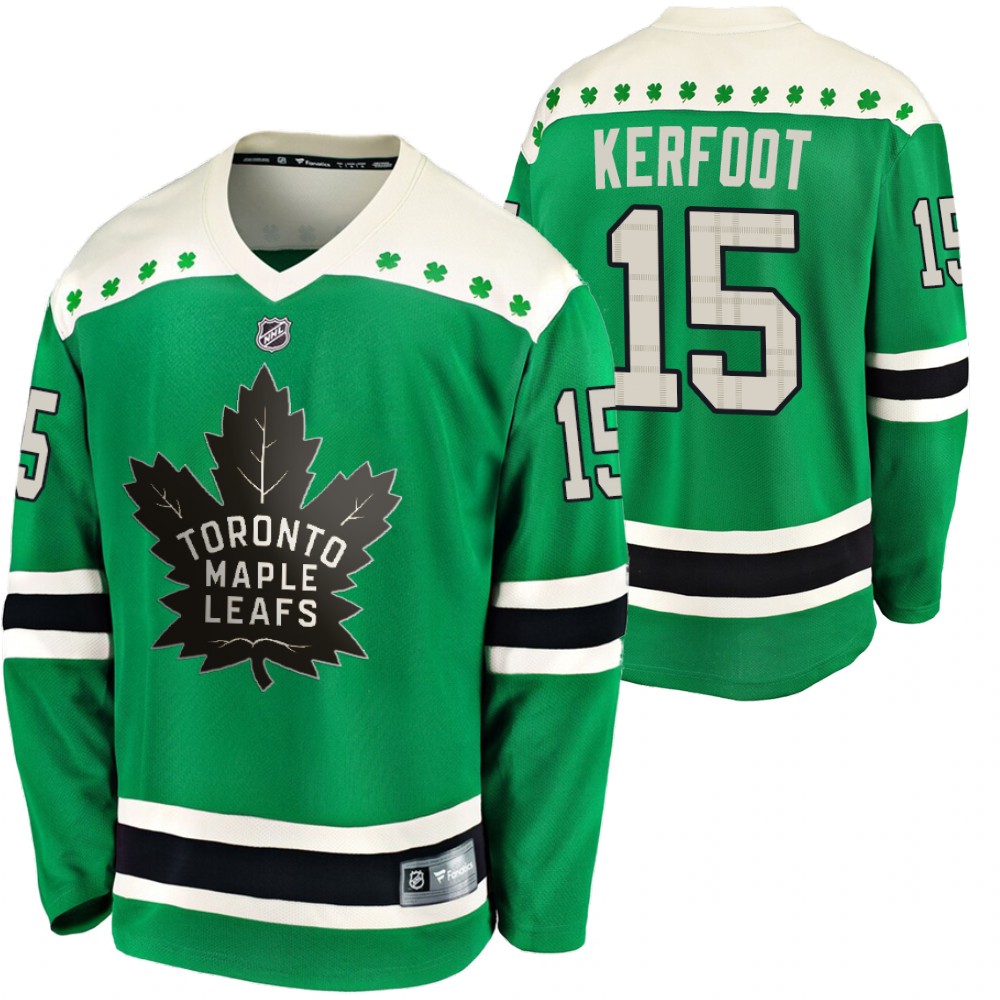 Maple Leafs Alexander Kerfoot 2020 St Paddy's Day Green #15 Breakaway Jersey