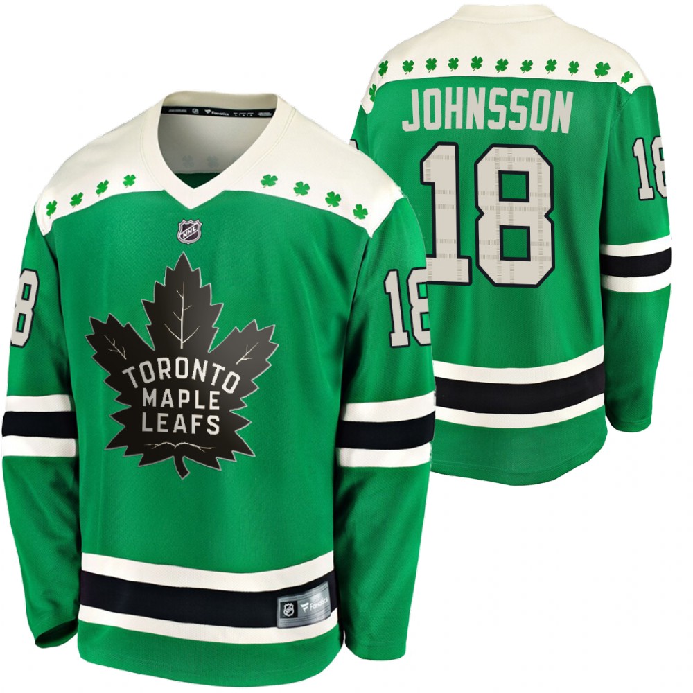 Maple Leafs Andreas Johnsson 2020 St Paddy's Day Green #18 Breakaway Jersey