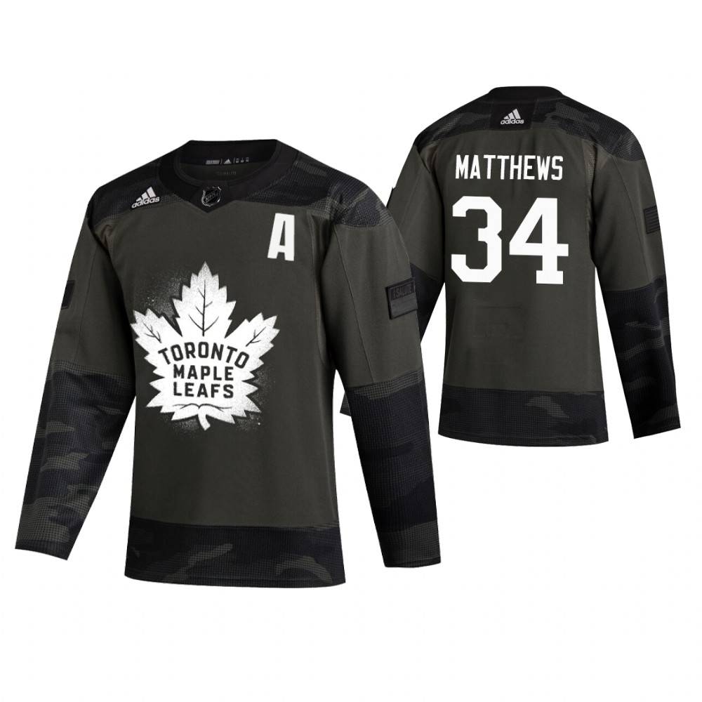 Maple Leafs Auston Matthews Camo Authentic Practice 2019 Veterans Day Jersey