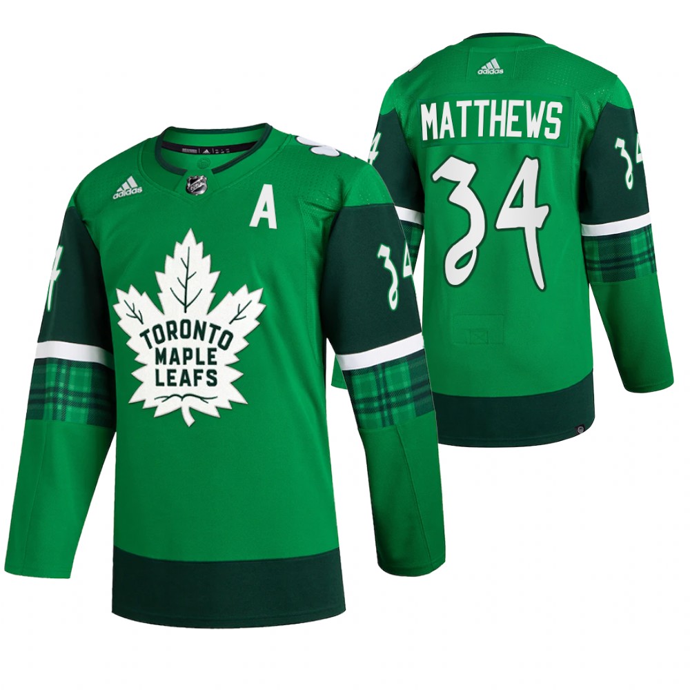 Maple Leafs Auston Matthews St. Patrick Green #34 Jersey 2022