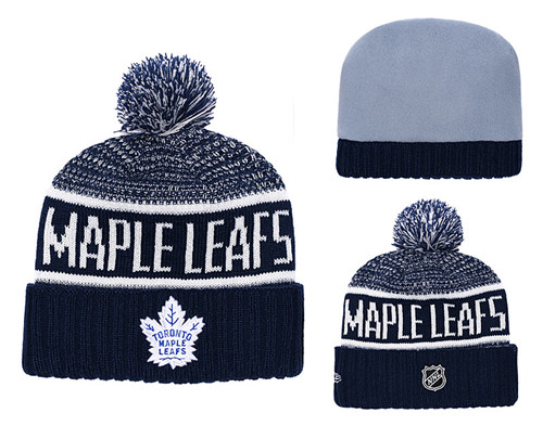 Maple Leafs Blue Rinkside Goalie Cuffed Pom Knit Hat YD