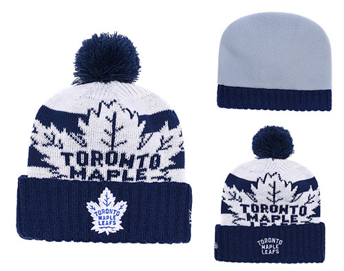 Maple Leafs Fresh Logo Blue Pom Knit Hat YD