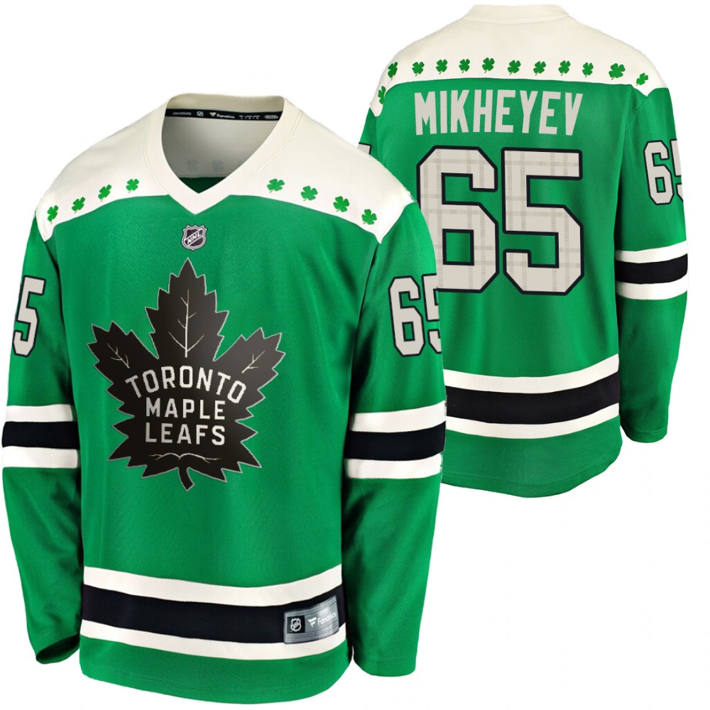 Maple Leafs Ilya Mikheyev 2020 St Paddy's Day Green #65 Breakaway Jersey