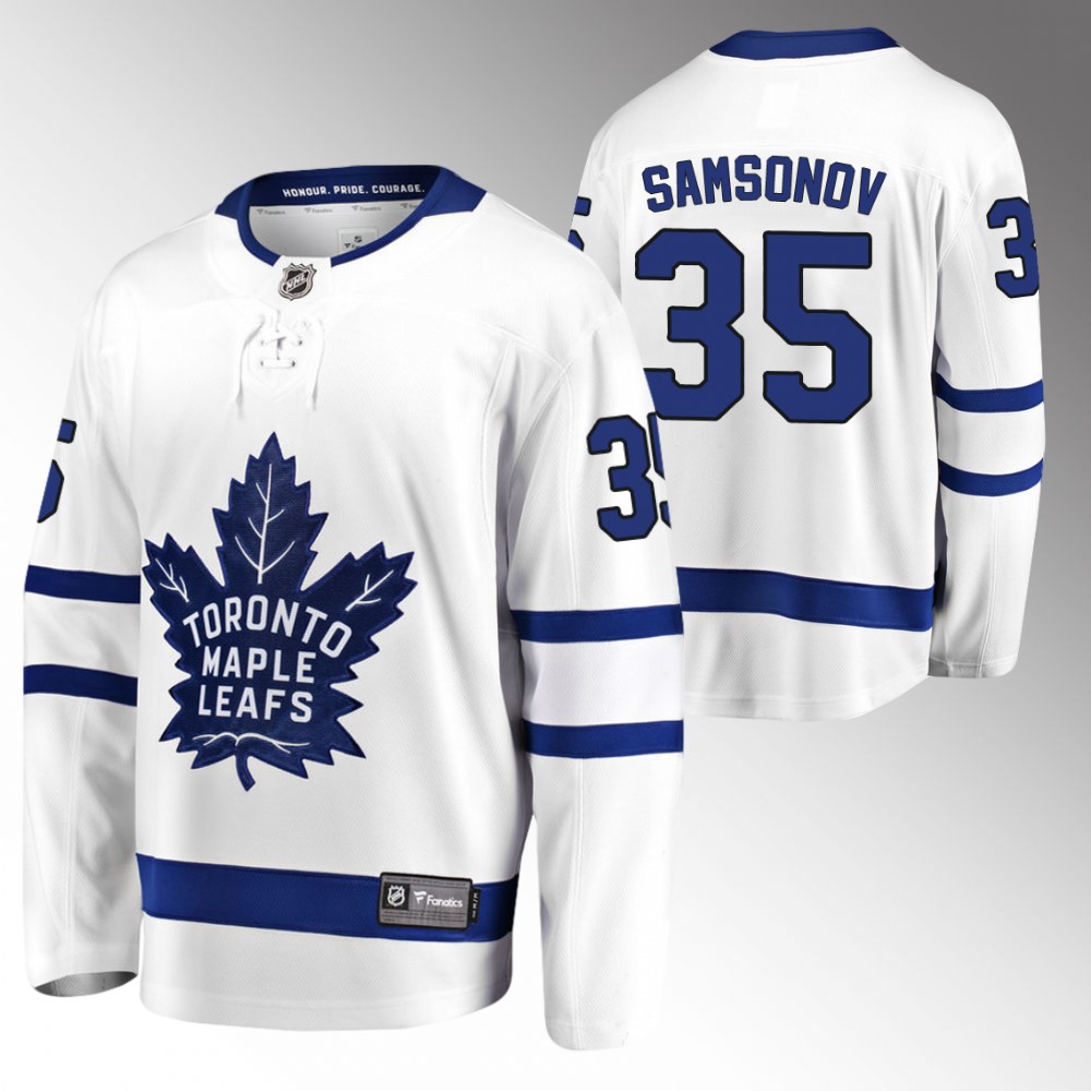 Maple Leafs Ilya Samsonov Jersey Away White Breakaway Player Men