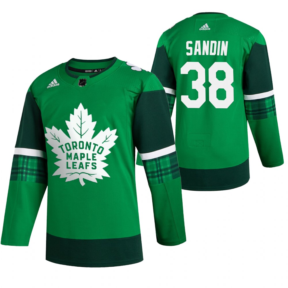 Maple Leafs Rasmus Sandin 2020 St. Patrick's Day Green #38 Jersey Leafs Forever