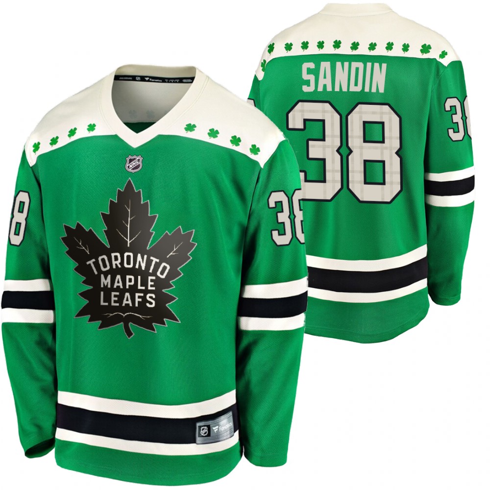 Maple Leafs Rasmus Sandin 2020 St Paddy's Day Green #38 Breakaway Jersey