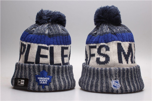 Maple Leafs Team Logo White Navy Knit Hat YP