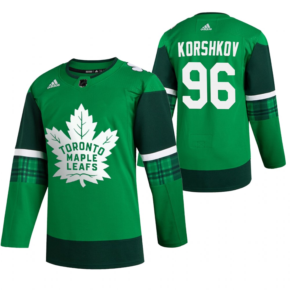 Maple Leafs Yegor Korshkov 2020 St. Patrick's Day Green #96 Jersey Leafs Forever