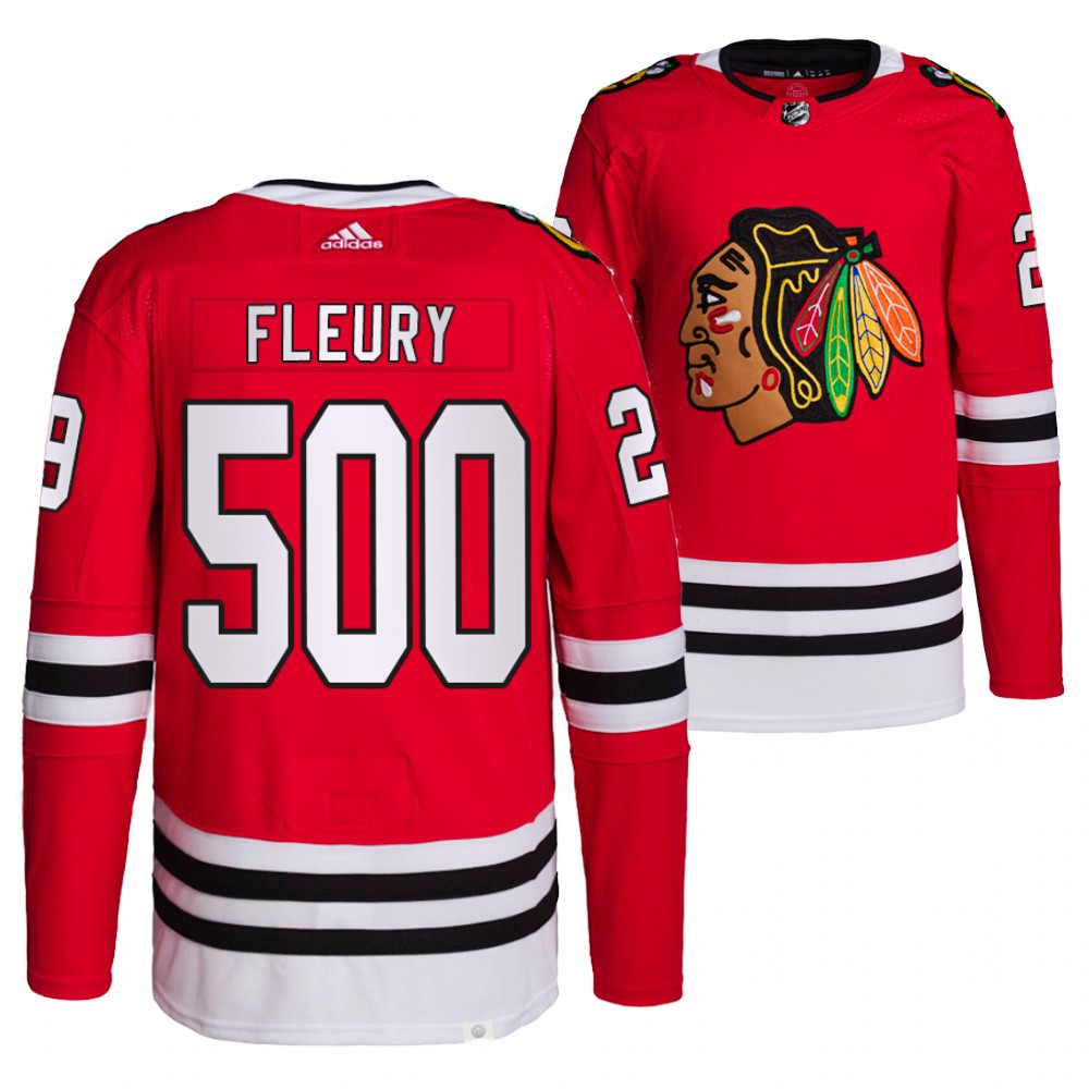 Marc-Andre Fleury 500 Career wins Red Blackhawks #29 Jersey Special Commemorative