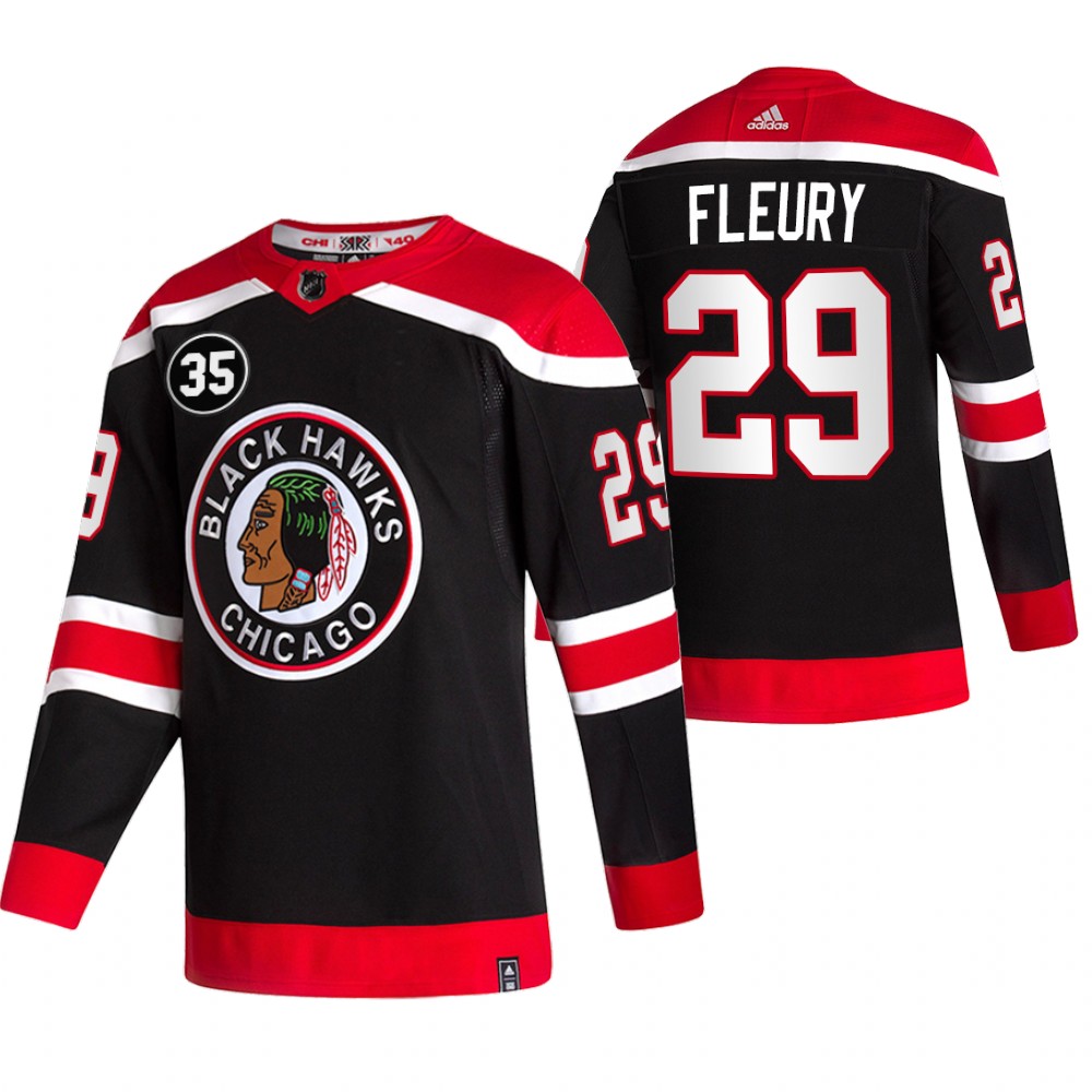 Marc-Andre Fleury Blackhawks 35 Patch Honor Tony Esposito Black Retro Jersey