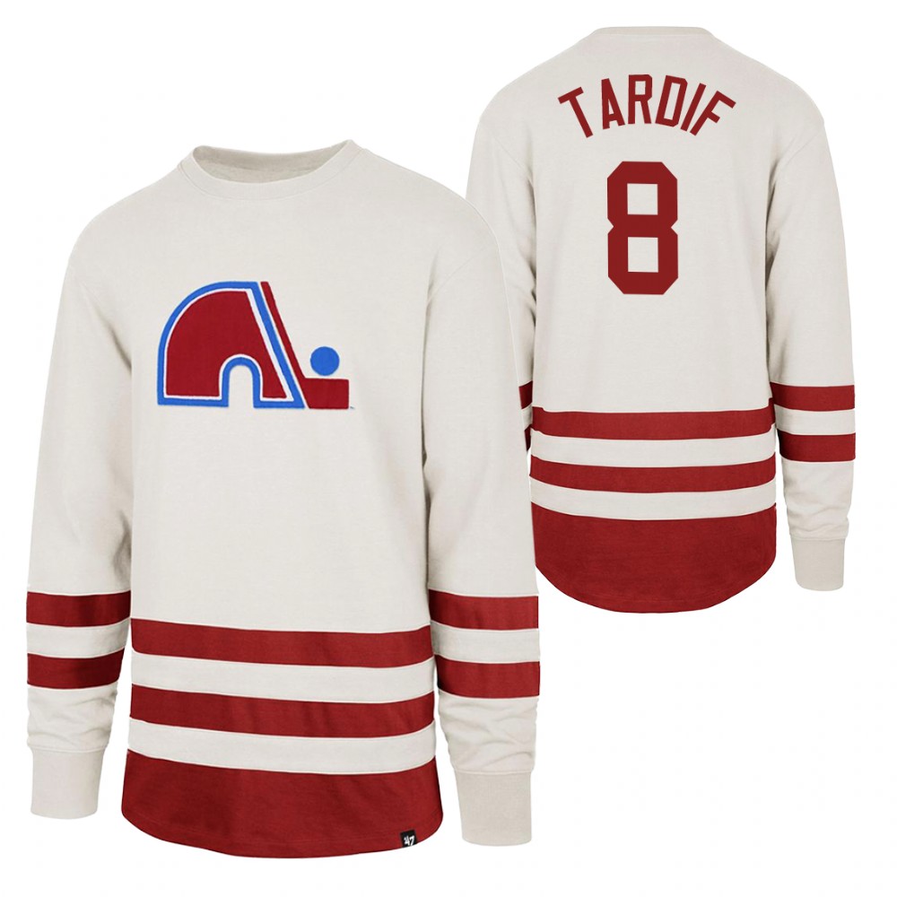 Marc Tardif Quebec Nordiques Center Ice Crew White Retro Cotton Jersey