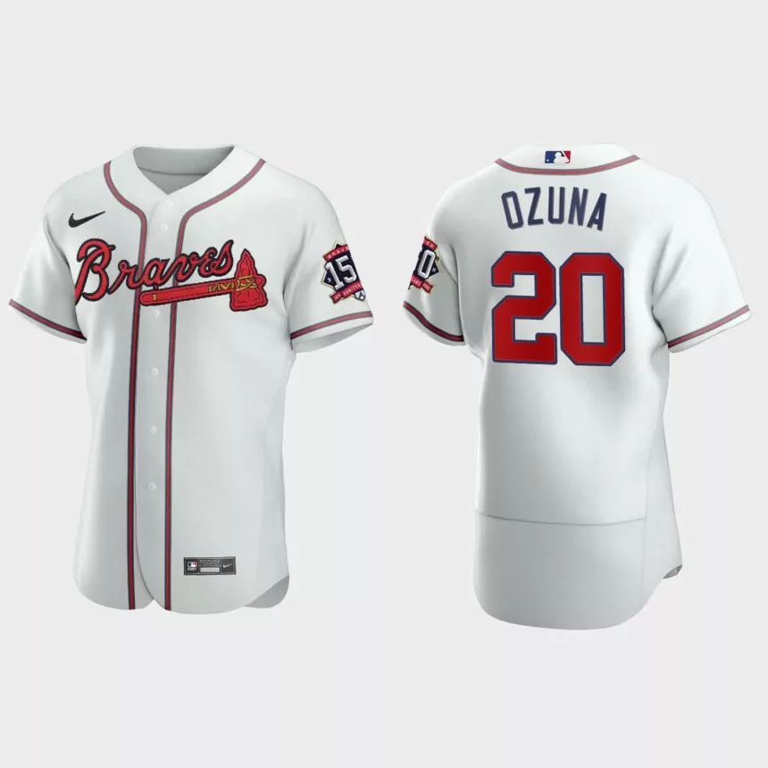 Marcell Ozuna Atlanta Braves 150th Anniversary World Series Jersey – White