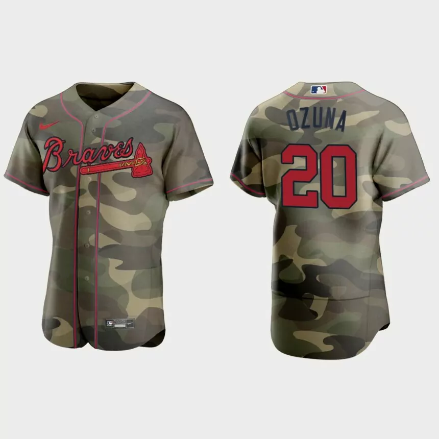 Marcell Ozuna Atlanta Braves 2021 National Armed Forces Day Authentic Jersey – Camo