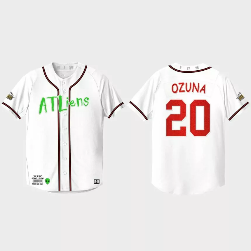 Marcell Ozuna Atlanta Braves 25th Anniversary Baseball Outkast Jersey – White