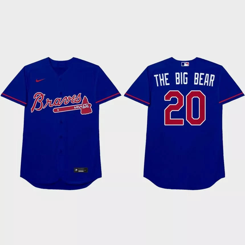 Marcell Ozuna Nickname Braves 2021 Players’ Weekend The Big Bear Jersey – Royal