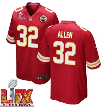 Marcus Allen No 32 Men Super Bowl LIX Kansas City Chiefs Home Game 2025 Jersey- Replica