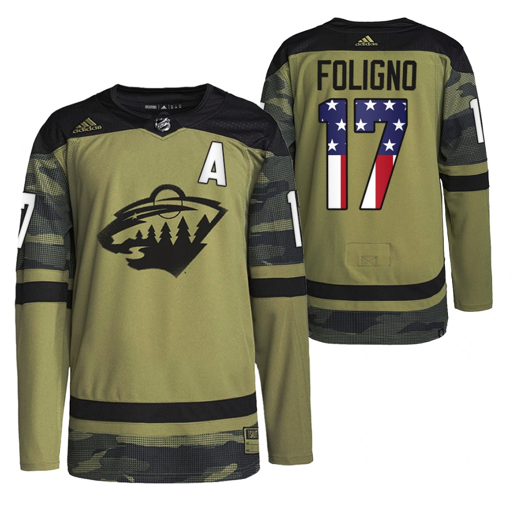 Marcus Foligno Wild Military Appreciation Night Jersey Camo Practice