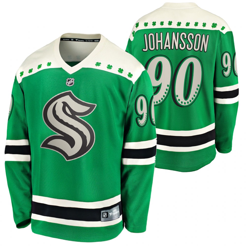 Marcus Johansson 2022 St. Patrick Kraken Green #90 Jersey