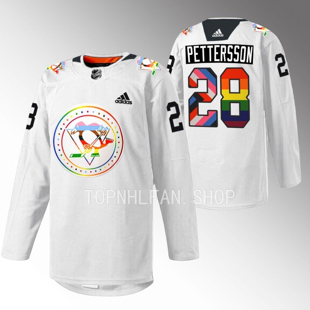 Marcus Pettersson Penguins Pride warmup Jersey White Rainbow