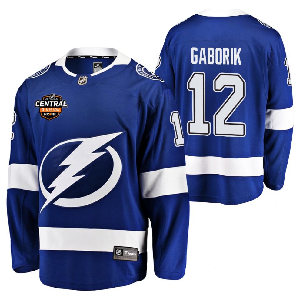 Marian Gaborik Lightning 2021 Central Division Patch Jersey Blue Home