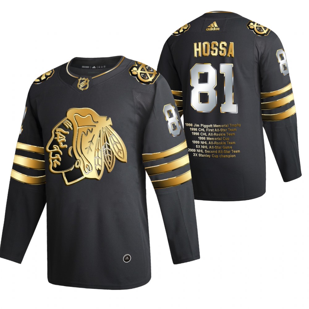 Marian Hossa Career Awards Black Blackhawks #81 Jersey 2020 HHOF Golden Edition