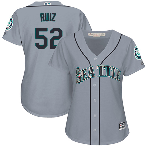 Mariners #52 Carlos Ruiz Grey Road Women's Stitched MLB Jersey