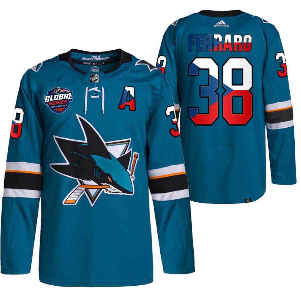Mario Ferraro San Jose Sharks Teal 2022 NHL Global Series Czech Republic Challenge Jersey
