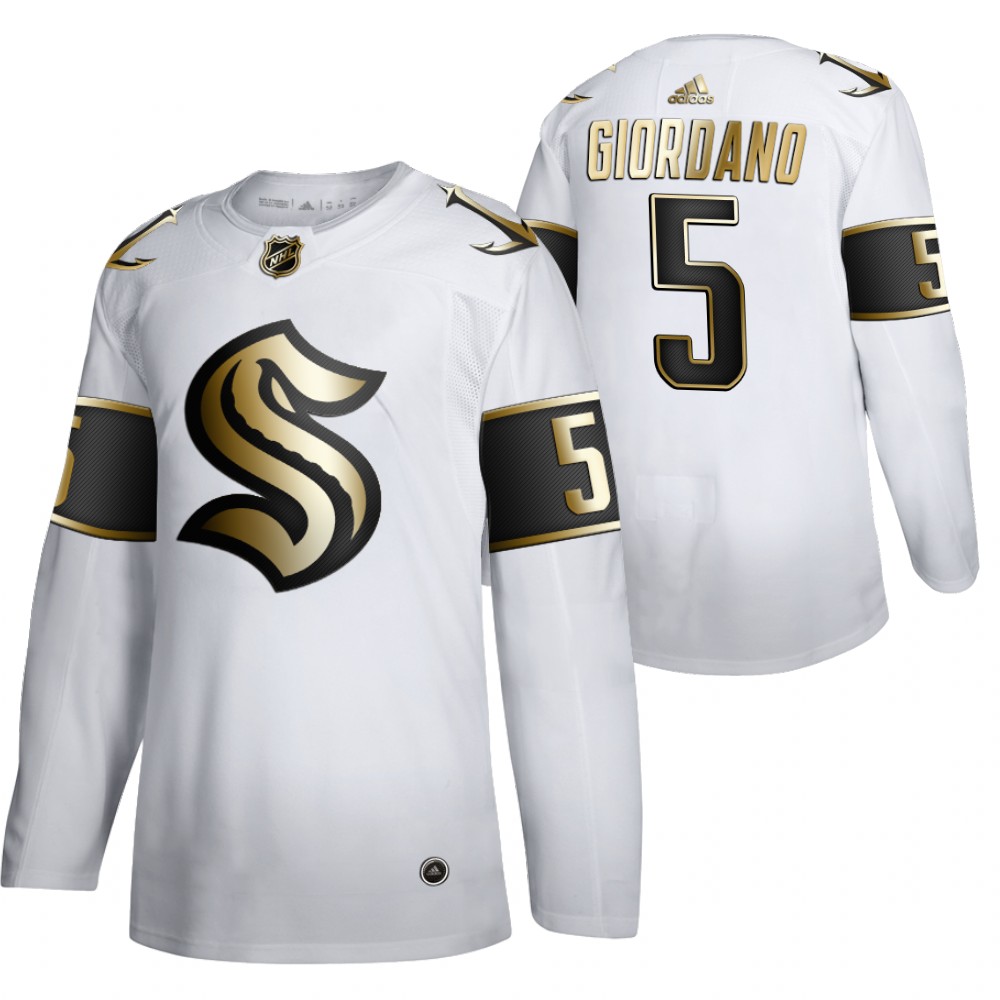 Mark Giordano Seattle Kraken White Golden Edition Jersey 2021 Expansion Draft