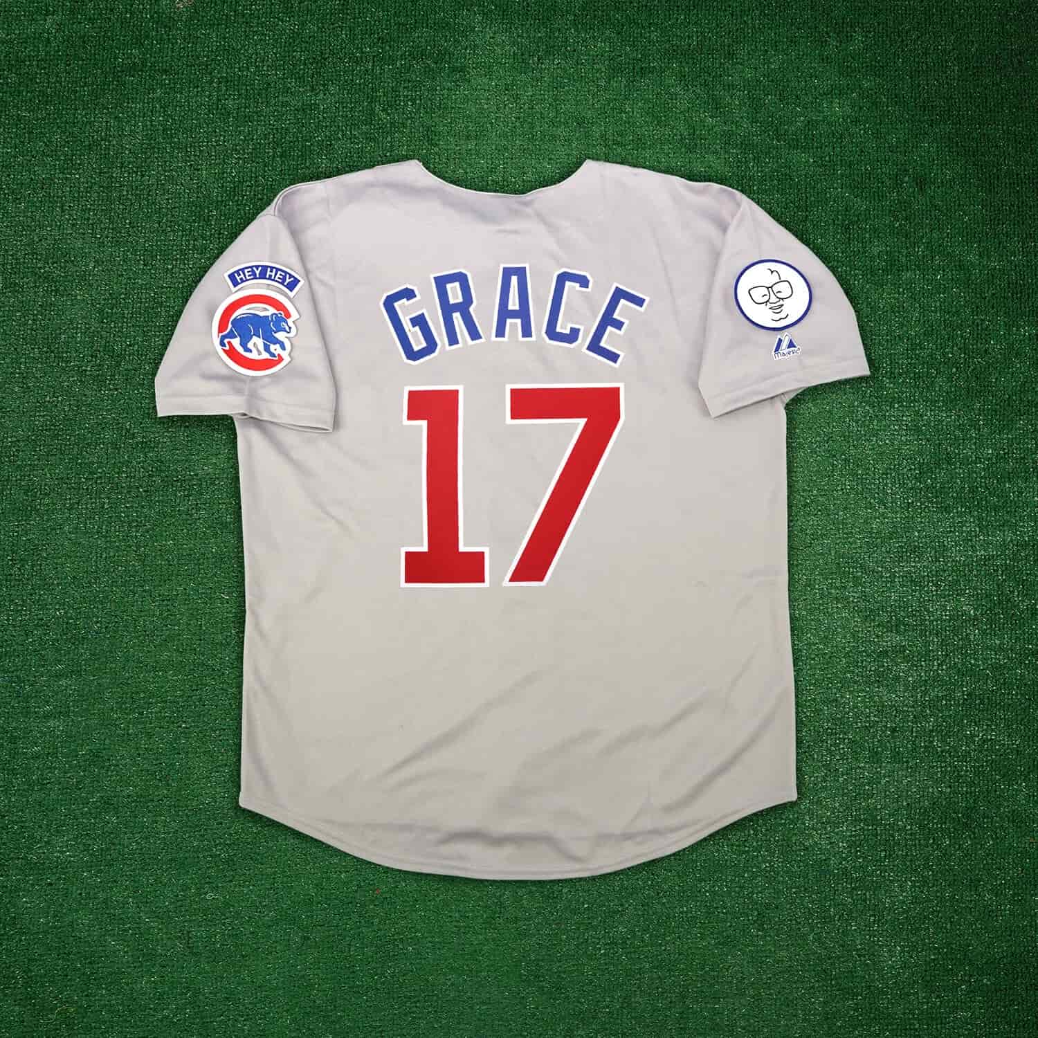 Mark Grace 1998 Chicago Cubs Men's Grey Road Jersey w Harry Caray Patch