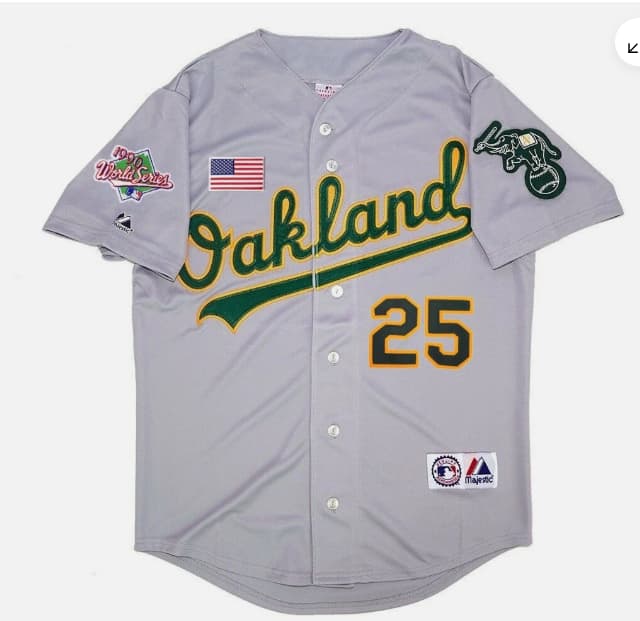 Mark McGwire Oakland Athletics 1990 World Series Grey Road Men's Jersey