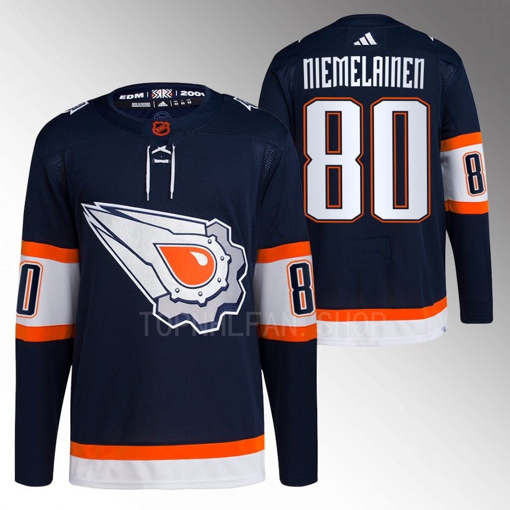 Markus Niemelainen 2022 Edmonton Oilers Navy Reverse Retro 2.0 Authentic Primegreen Jersey
