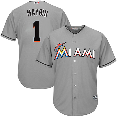 Marlins #1 Cameron Maybin Grey Cool Base Stitched Youth Baseball Jersey