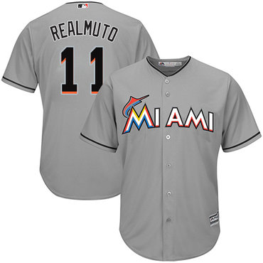 Marlins #11 JT Realmuto Grey Cool Base Stitched Youth Baseball Jersey
