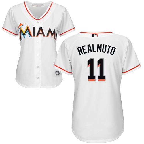 Marlins #11 JT Realmuto White Home Women's Stitched Baseball Jersey