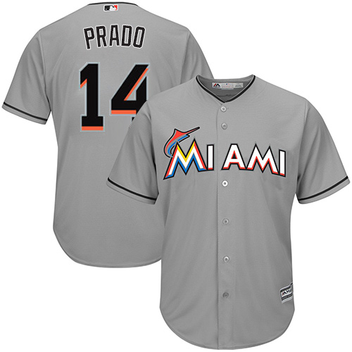 Marlins #14 Martin Prado Grey Cool Base Stitched Youth MLB Jersey