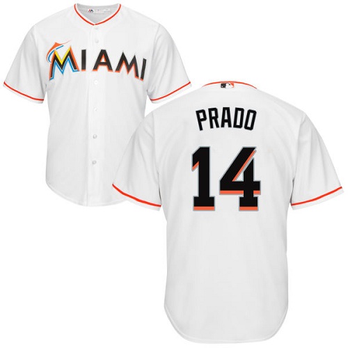 Marlins #14 Martin Prado White Cool Base Stitched Youth MLB Jersey