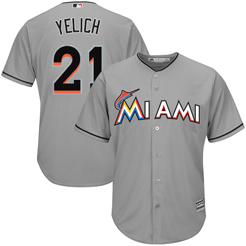 Marlins #21 Christian Yelich Grey Cool Base Stitched Youth MLB Jersey
