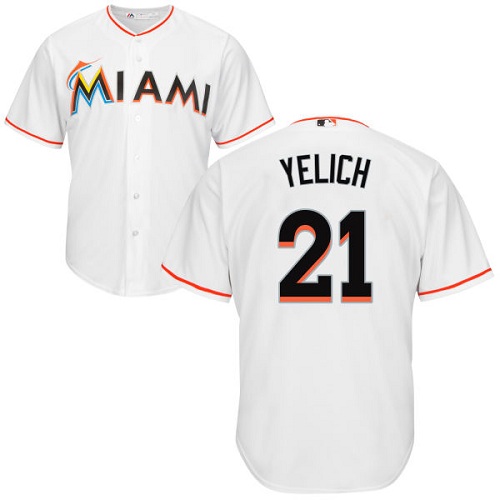 Marlins #21 Christian Yelich White Cool Base Stitched Youth MLB Jersey